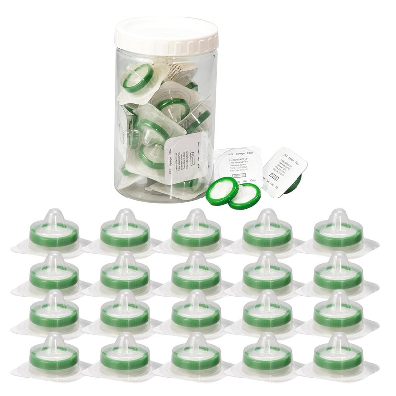 Labfil Sterilized Syringe Filter PES 20 Pack, 0.45 um Pore Size, 33 mm Membrane Diameter, Hydrophilic Filtration Sterile Packed Individually - Image 1